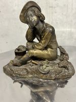 Altes Bronze-Figuren-Set mit Weinleser und Korb – für Sammle