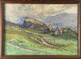 Louis MOLINA (1877-1960) Roccia sulle alpi, firmato 1919