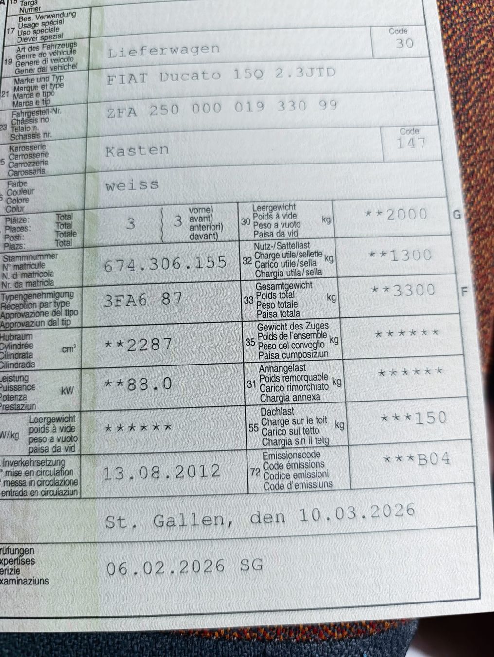Fiat Veicoli commerciali: Fiat Ducato 2.3 JTD mit  120.000 km – Usato da Romanshorn venduto da barni95 2