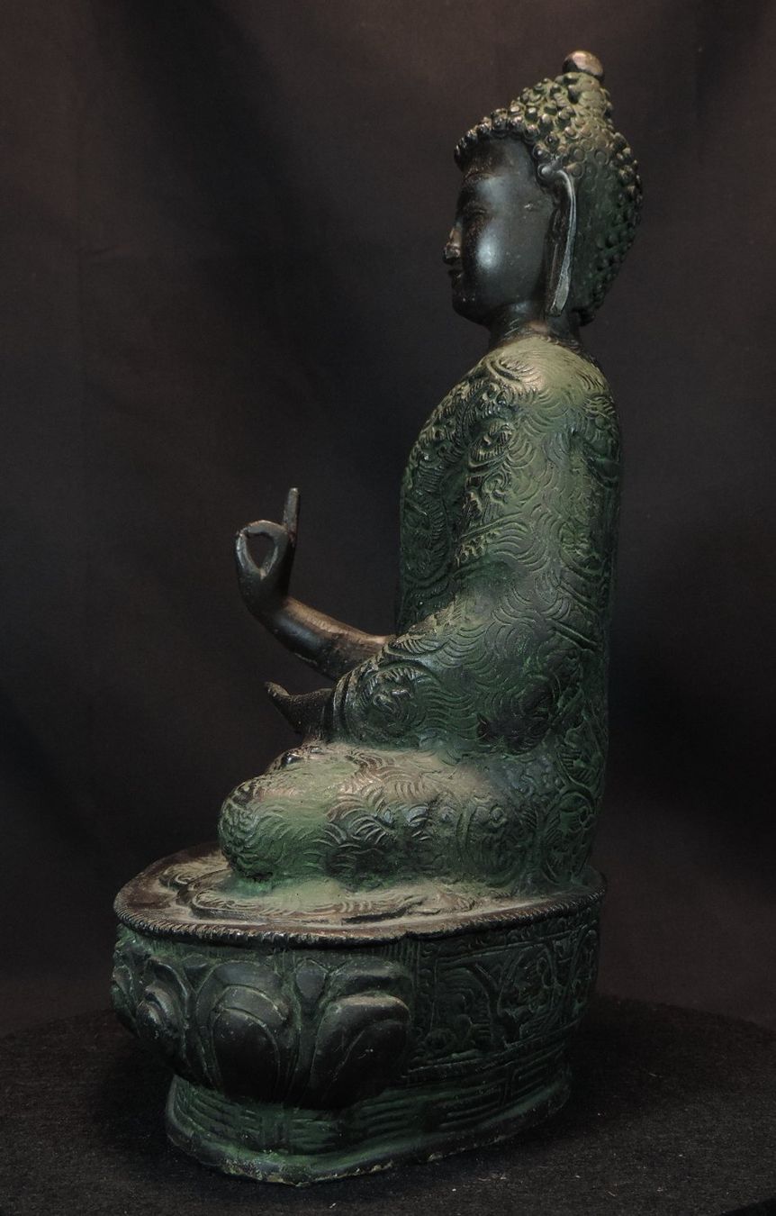 Sculture & Statue: Buddha Figur sitzend mit Sockel, Bronze Buddha – Usato da Duggingen venduto da roterbambus 2
