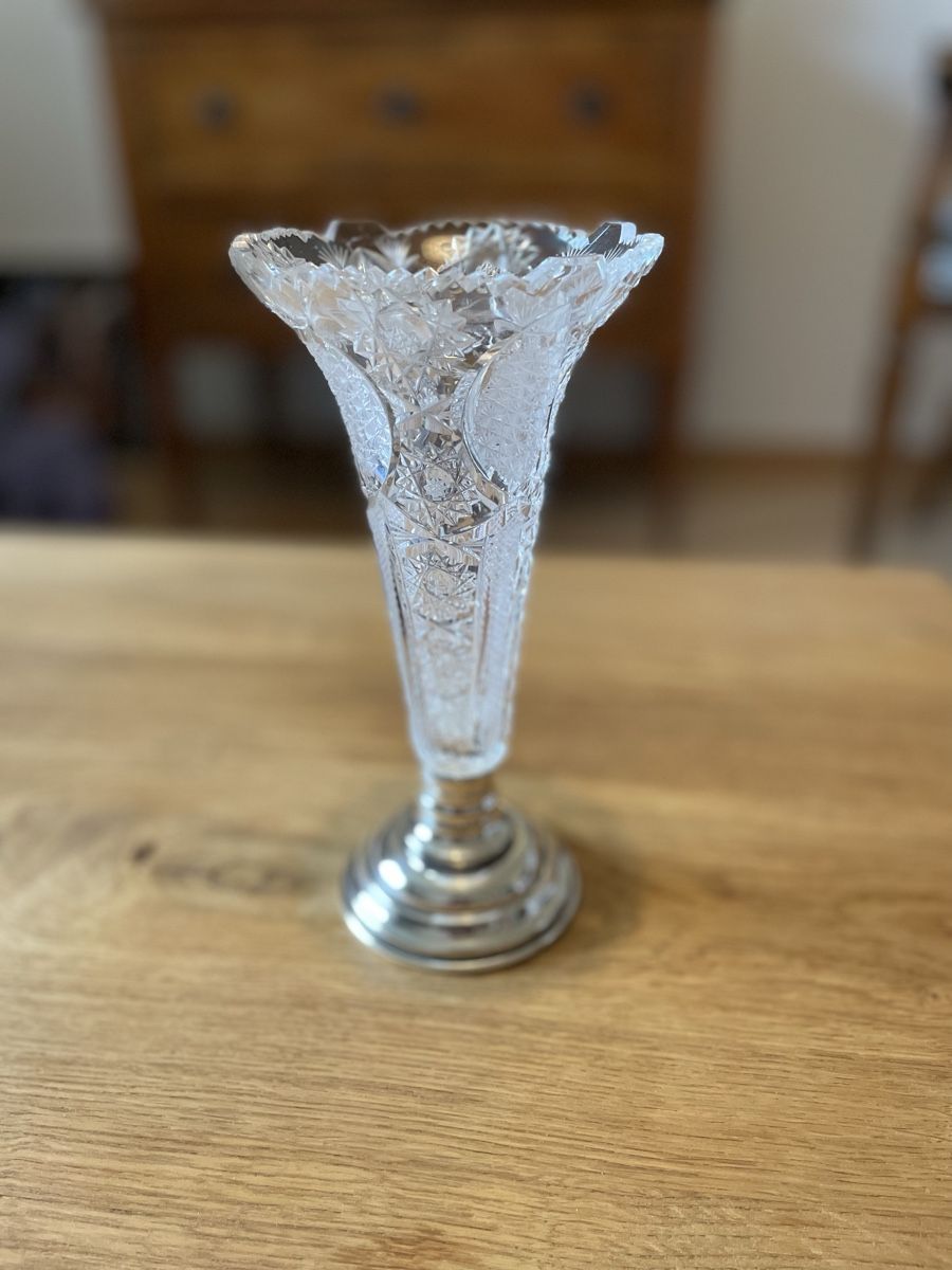 Vasi & Recipienti: Kristall Vase mit Silberfuss,  – Usato da Bern venduto da roa80