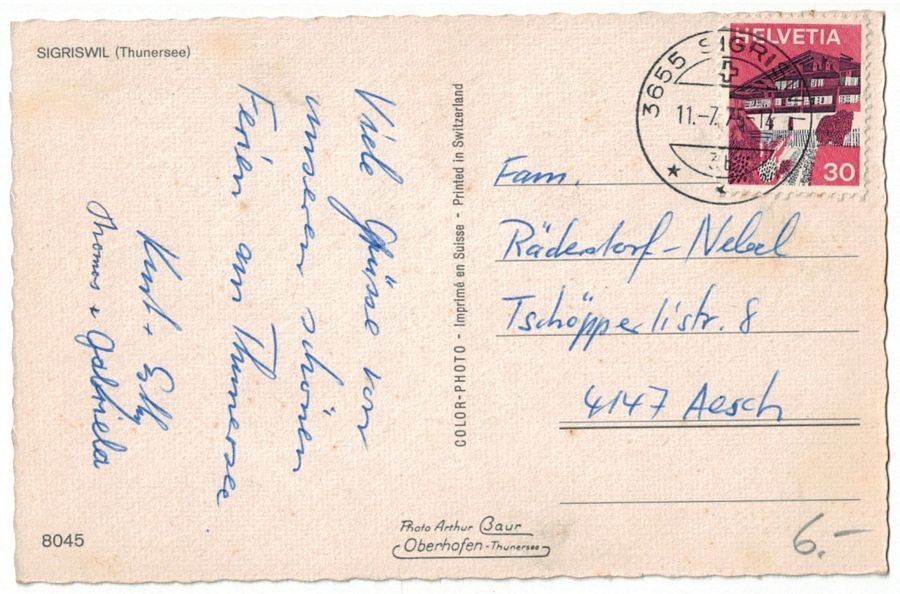 Cartoline postali: Sigriswil, gelaufen 1975 – Usato da Frauenfeld venduto da POML 1