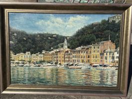 Tableau 105x76 cm peinture huile paysage de Portofino 1999