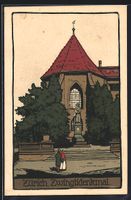 Zürich, Zwinglidenkmal vor der Kirche