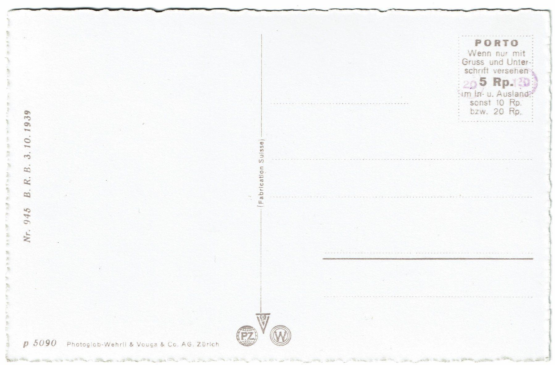 Cartoline postali: Ansichtskarte Berner Oberland, 1939 – Usato da Basel venduto da Falconis 1