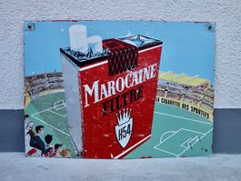 ALTES REKLAME BLECHSCHILD MAROCAINE FILTRE H54 1957 GROSS!!