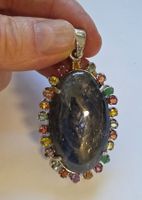 Anhänger in Silber 925 Safir mit bunten Steinen neu