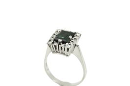 Vintage Turmalin Brillant Ring 14K Weissgold *S4130
