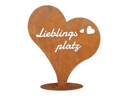 Herz Aufsteller "Lieblingsplatz" aus Edelrost 53cm x 50cm