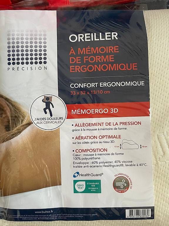 Coussins: Oreillers à mémoire de forme Bultex – Neuf avec emballage d'origine à  par  1