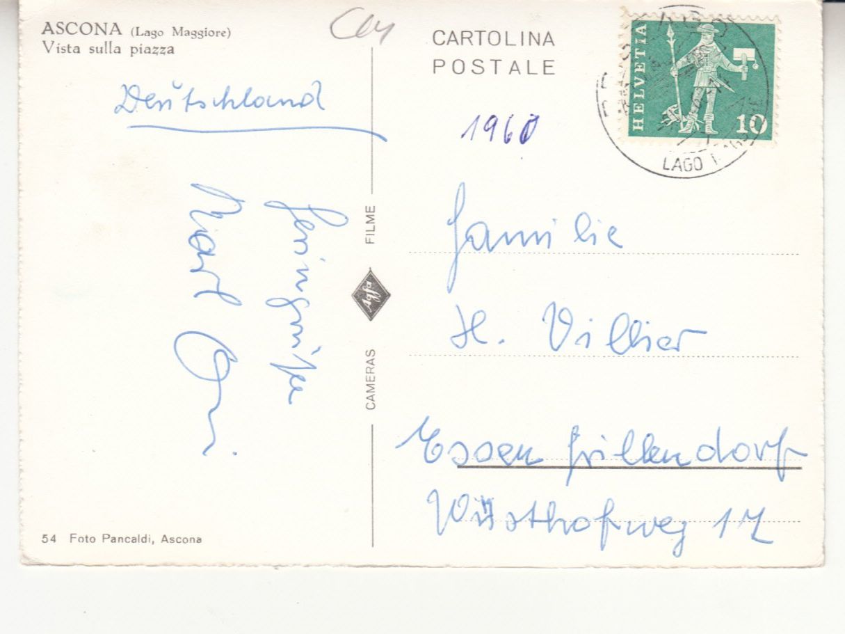 Ansichtskarten: Ascona 1960 – Gebraucht aus Bürglen TG von StampGraf 1