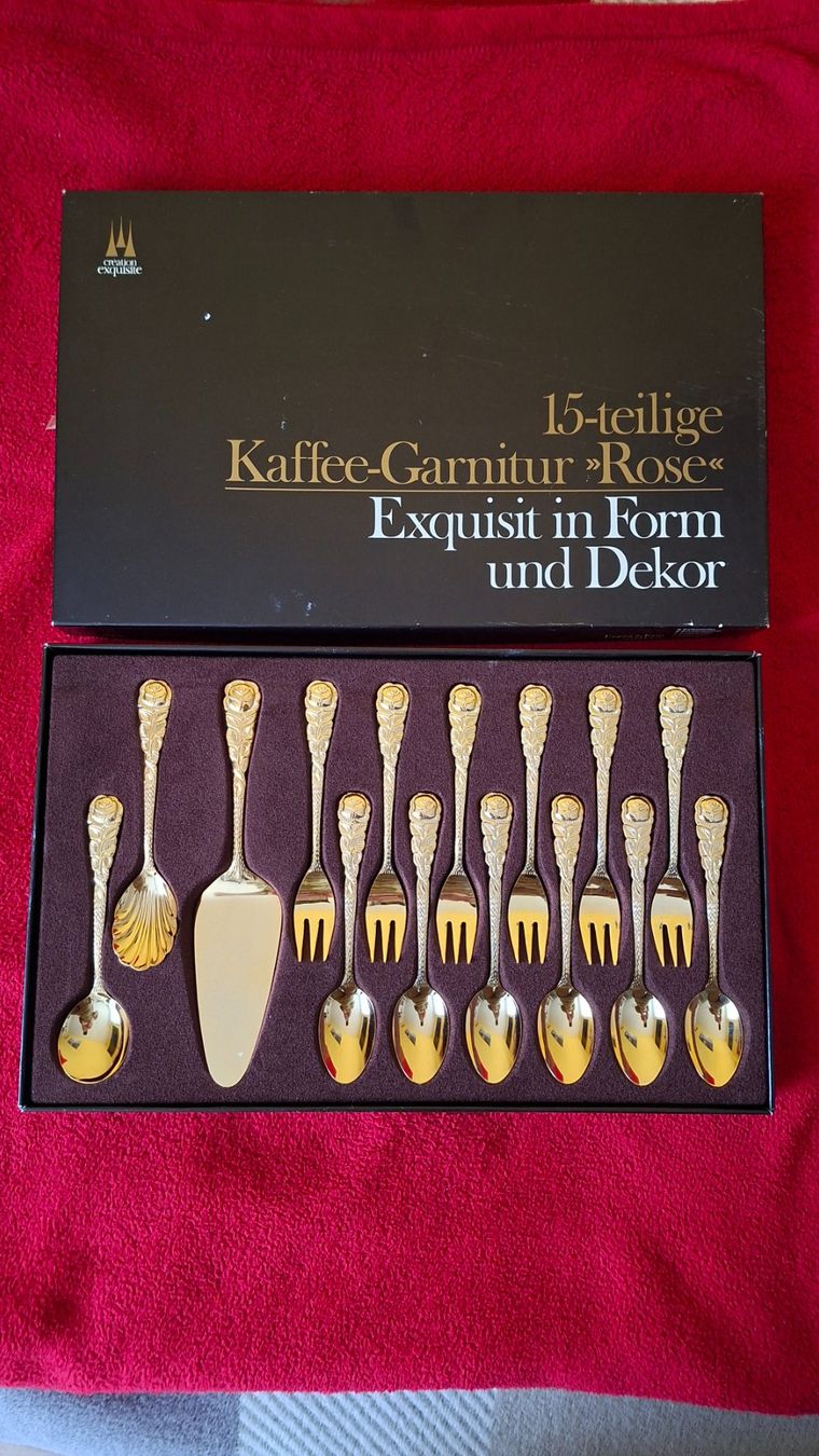 Set di posate: Kaffeegarnitur 15teilig Vergoldet – Nuovo e nell'imballaggio originale da Spiez venduto da cert