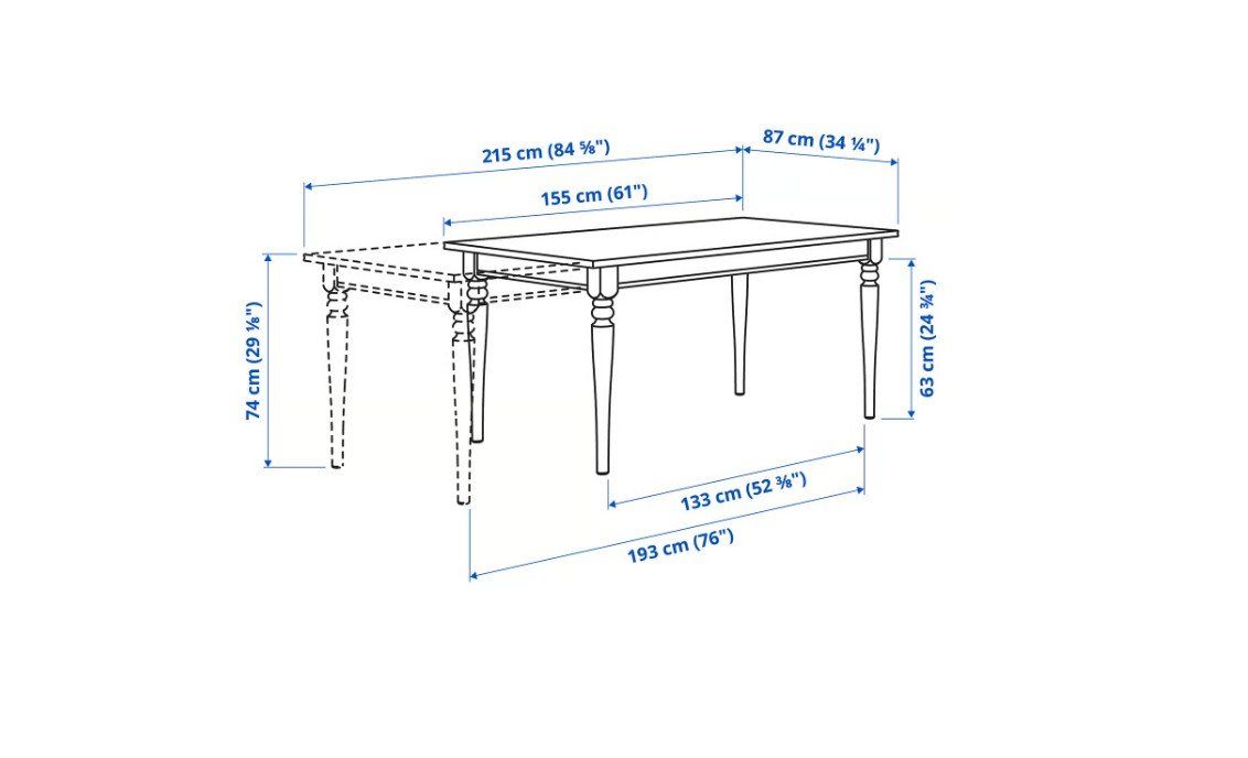 Ikea Tables: IKEA INGATORP Table extensible,  155x215x87 cm – D'occasion à Riddes par IKEA_Riddes 2