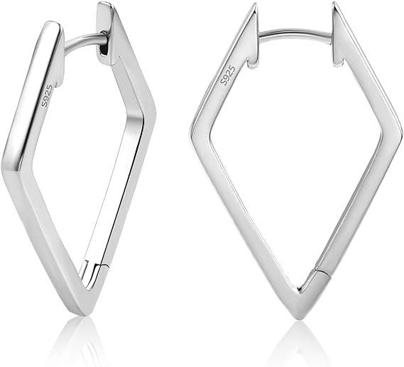 TANGPOET Creoolse Oorbellen Zilver 925 Kleine Creoolse Zwarte
