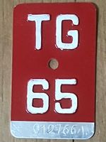 TG 65 - VELONUMMER - FAHRRADSCHILD - PLAQUE DE VELO - TG 65