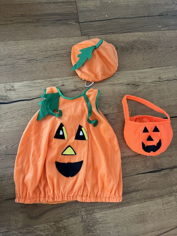 Baby Kürbis Kostüm Set Halloween | Strampler Mit Hut & Schuhen | Für Jungen & Mädchen 0-24 Monate
