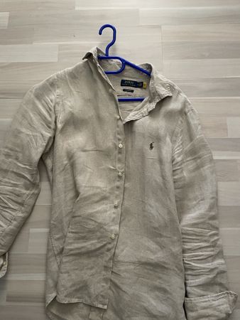 Herren Leinenhemd Polo Ralph Lauren beige Grösse L guter Zus