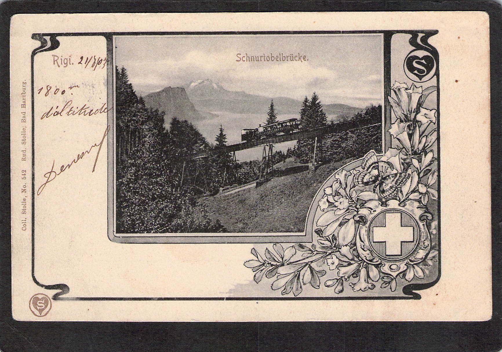 Cartoline postali: ^Litho Rigi , Schnurtobelbrücke , 1903 – Usato da Reichenburg venduto da Pipo-67