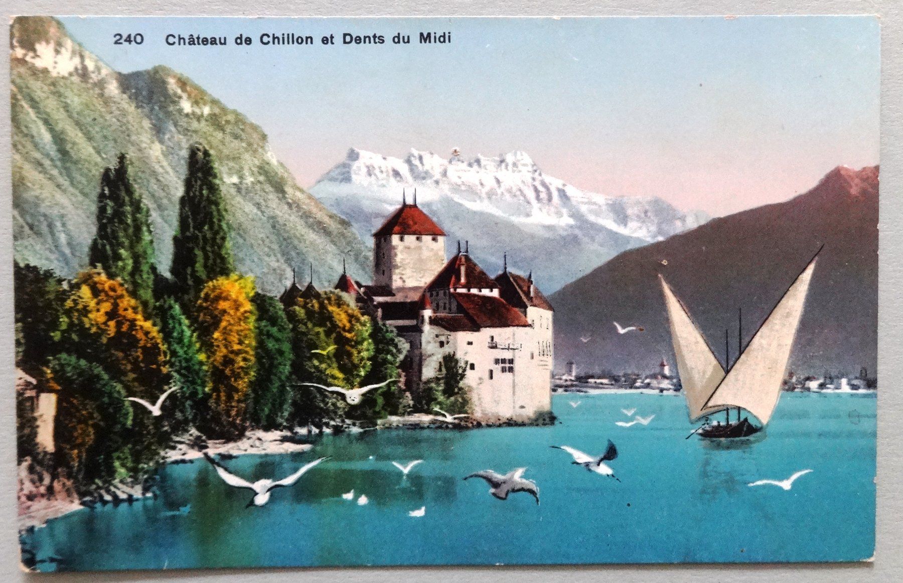 Cartoline postali: Château de Chillon et Dents du Midi – Difettoso da Fétigny venduto da Billy2miny