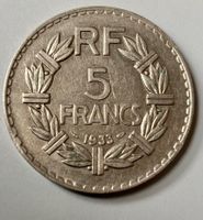 5 Francs von 1933 Lavrillier-Münze