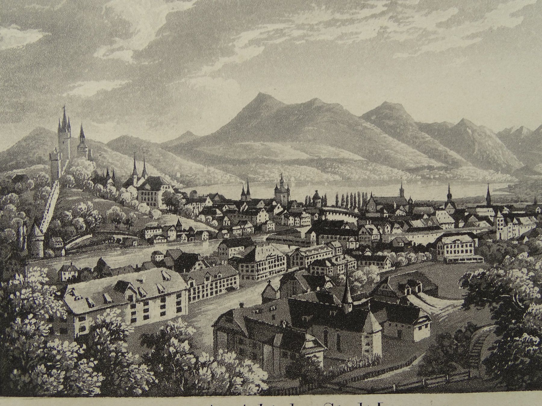 Incisioni: LUZERN, AQUATINTA UM 1850 – Usato da Grüningen venduto da Kartensammler 3