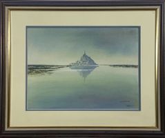 ALAIN BASSET  Aquarell MONT-SAINT-MICHEL edel gerahmt, sign.