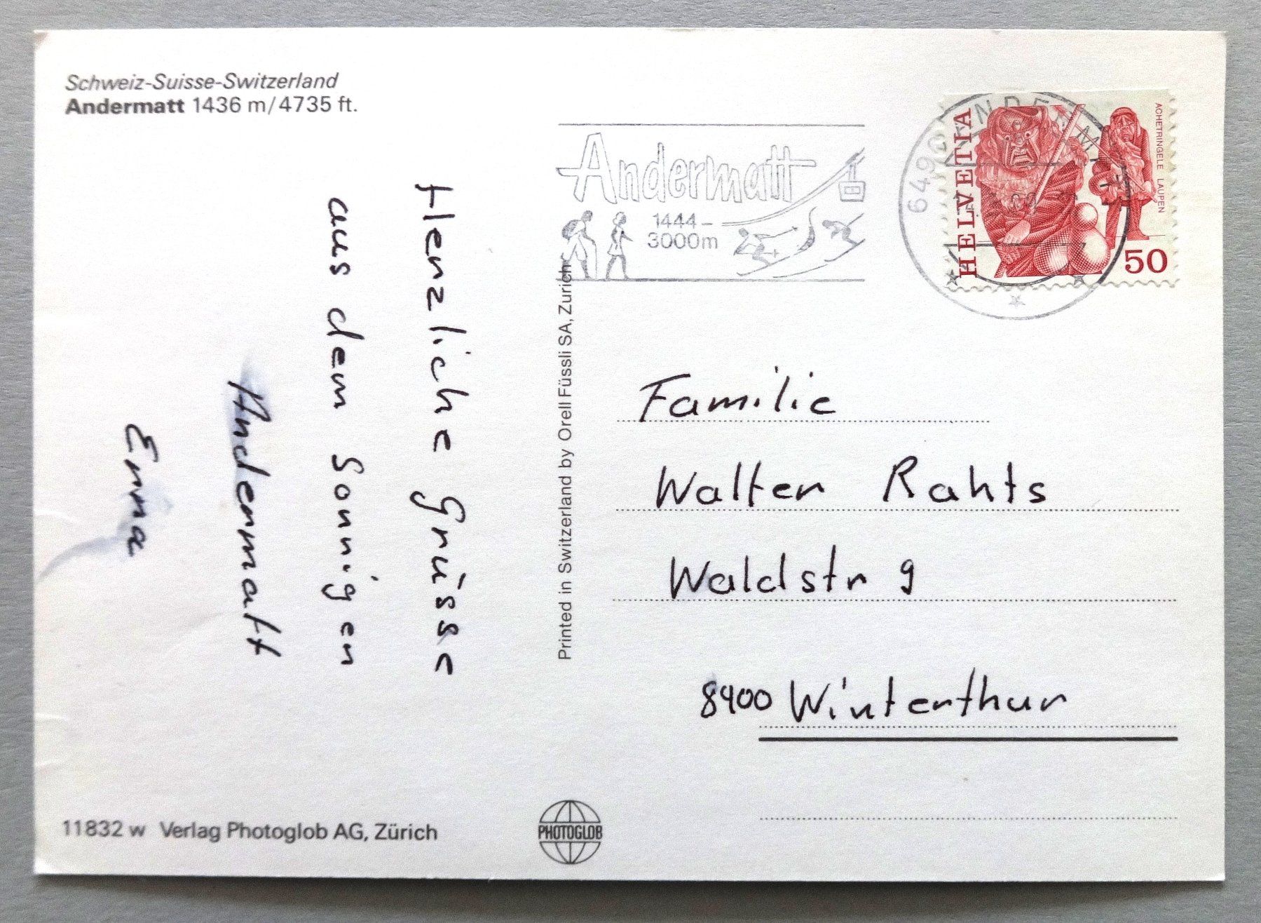 Cartes postales: Andermatt 1436 m – D'occasion à Fétigny par Billy2miny 1