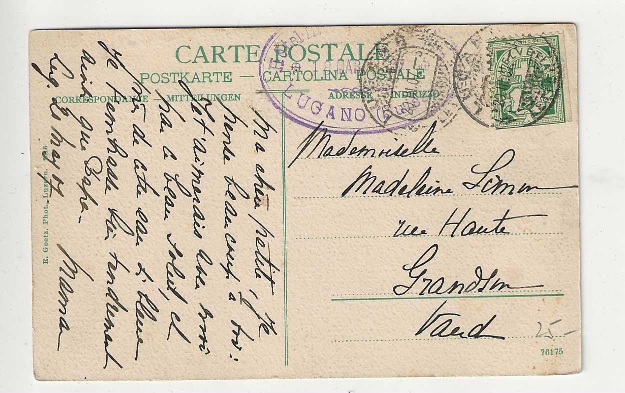 Cartoline postali: Castagnola, 1907 – Usato da Spiez venduto da Niesen20 1