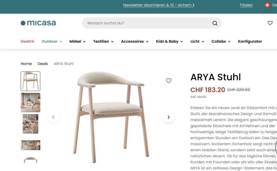 Micasa Sedie: 4x ARYA Stühle von Micasa – Usato da Solothurn venduto da Sumsum770 2