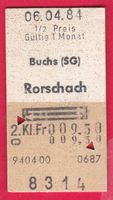 KARTON BILLETT, MBUCHS (SG - RORSCHACH,2.KLASSE,RETOUR,HALBT