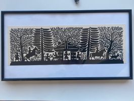 David Regez, Scherenschnitt "Reiter im Wald"