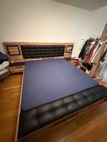 Double Bed Wood with Padded Headboard