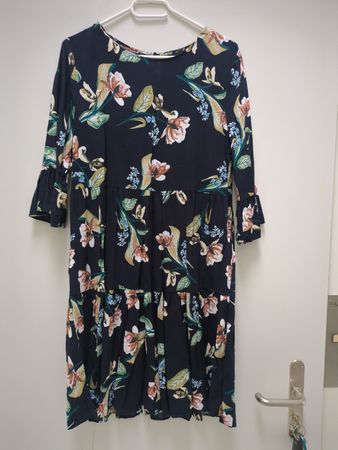 Damen Kleid dunkelblau mit Blumenmuster Grösse M