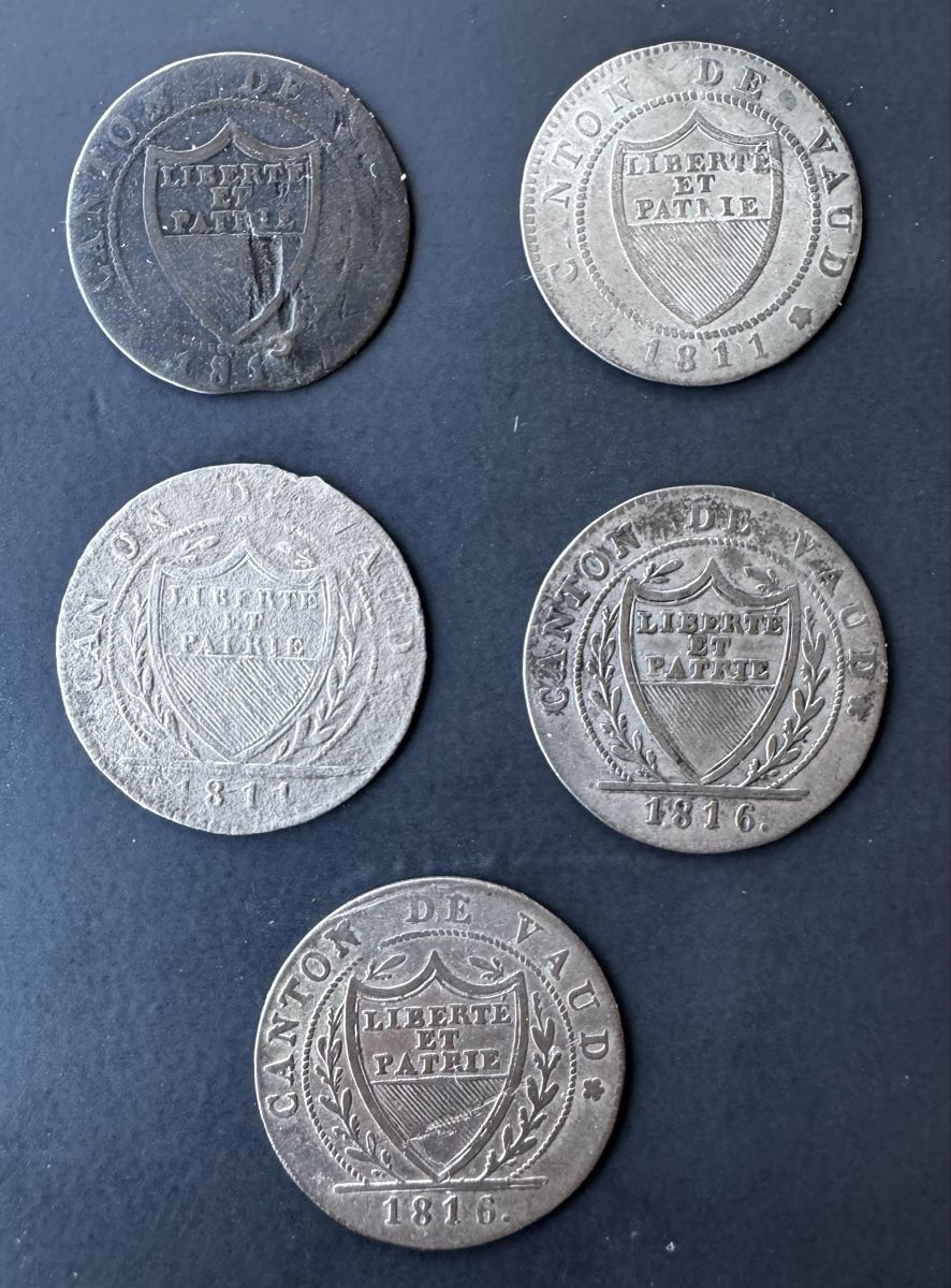 Alle Münzen: 5 Münzen Kanton Waadt – Gebraucht aus Meilen von coins4sale