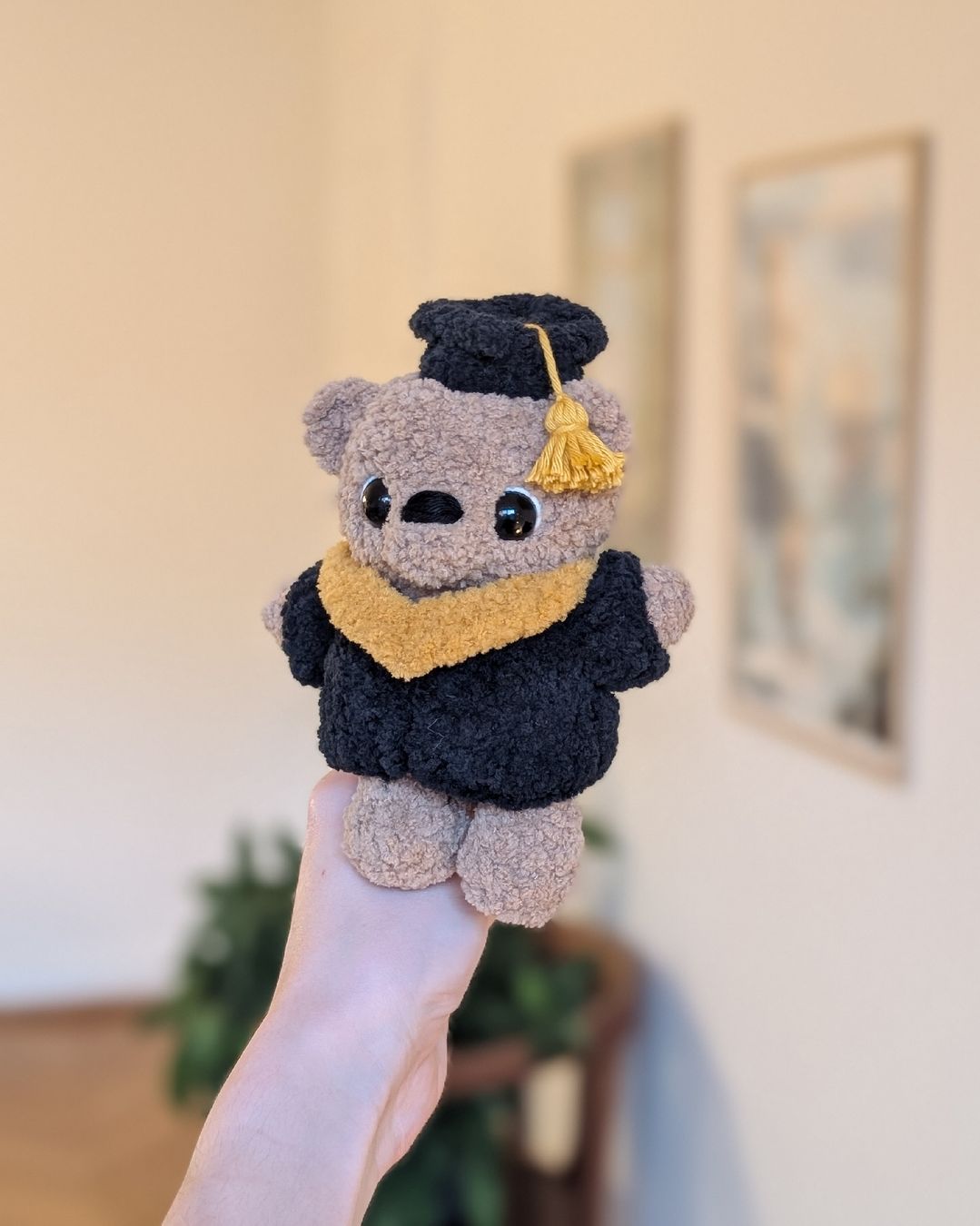 Statuette: Gehäkelter Teddybär mit Abschlusskleidung – Nuovo (secondo la descrizione) da Basel venduto da ron_96vl