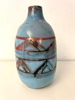 KERAMIKVASE in Blau mit Rot-Goldenem Dekor
