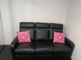 Elektrische Relax Sofa 3-Sitz Leder Schwarz (Neupreis 1099)