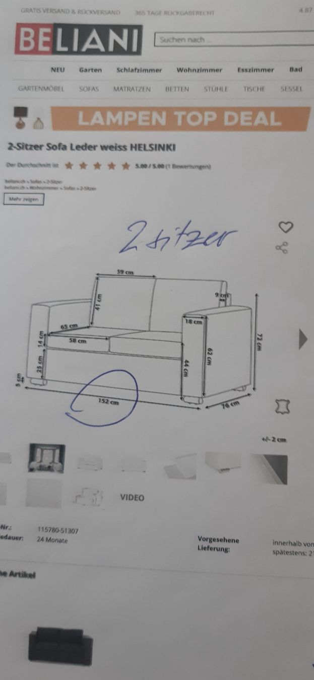 Sofas: Sofa Beliani 2 Sitzer – Gebraucht aus Uitikon Waldegg von Tibi07 4