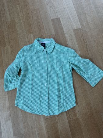 GAP Designer Hemd Gr. M (7-8 J.) Grün/Weiss Kariert