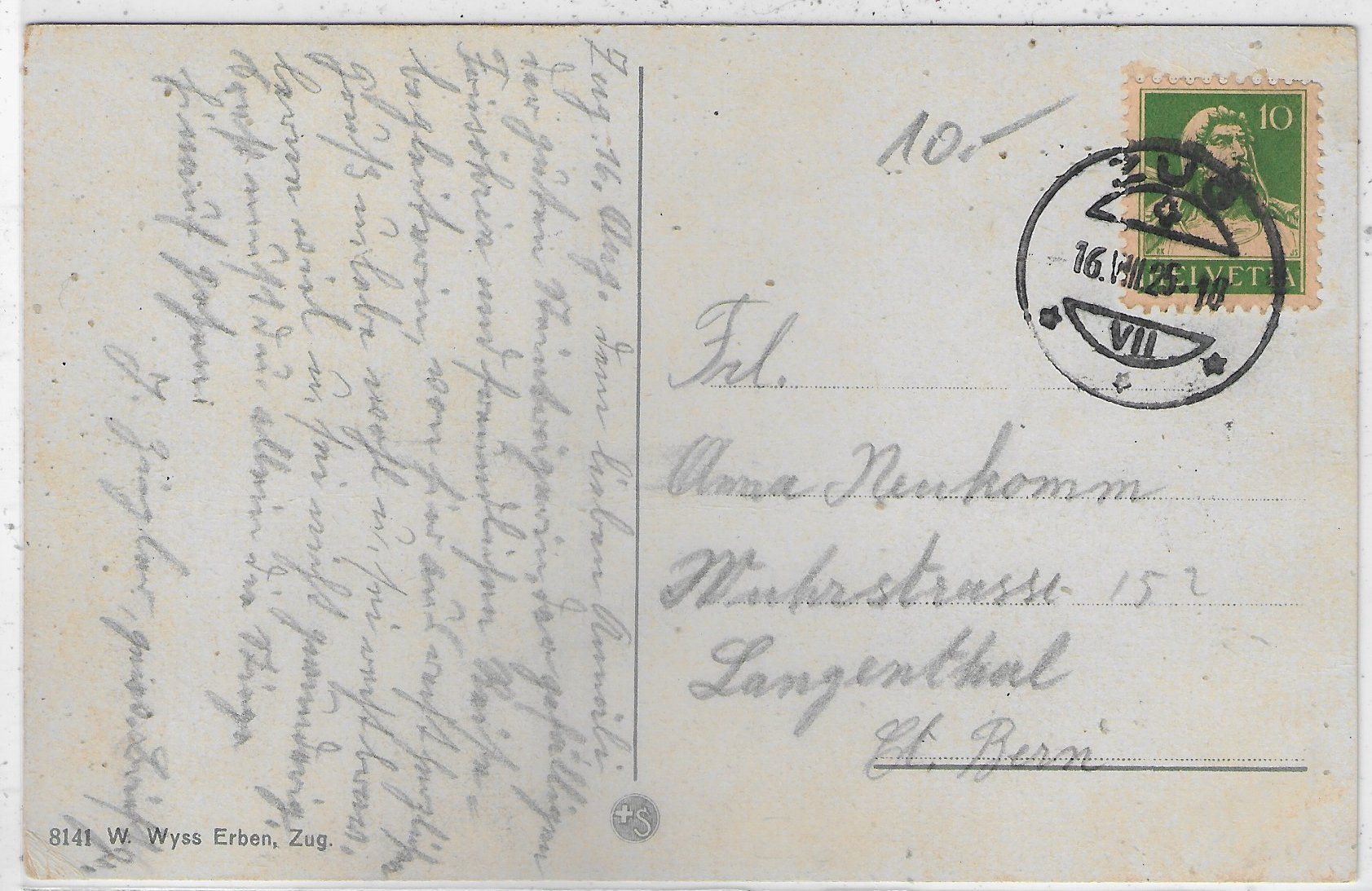 Cartoline postali: Zug - Stadtpartie - Litho – Usato da Ettingen venduto da Kartenplanet 1
