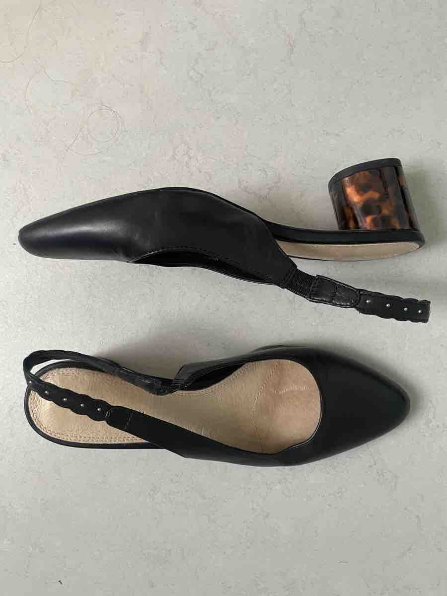 Damenschuhe: Black Slingback Heels with Tortoiseshell Heel Mint  & Rose – Gebraucht aus Thalwil von Marina2603