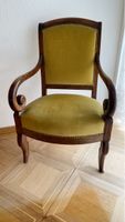 Antiker Stuhl aus Nussbaum mit Samtbezug - ca. 1830