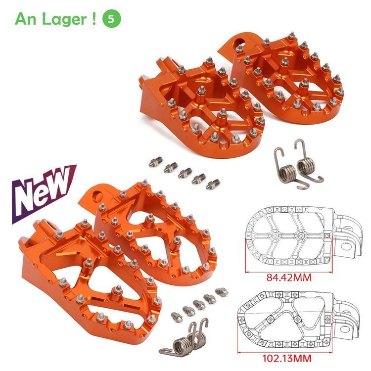 Cabilock 2er Set Motorrad Fußrasten - Klappbare CNC Aluminium Fußstützen Silber