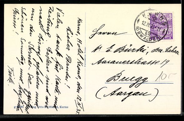 Cartoline postali: Kerns, Kirche und Dorf mit Bergkulisse – Usato da Berlin venduto da bartko-reher 1