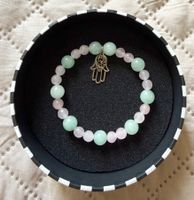 Rosenquarz Aquamarin Armband 925 silbernem Fatima Hand Anhän