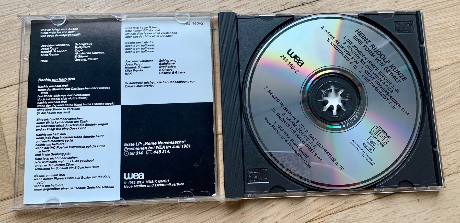 CD: Heinz Rudolf Kunze Eine Form von Gewalt – Usato da Zürich venduto da Fieber 1