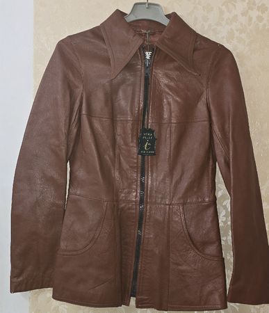 Vintage Lederjacke Leather of Corinus braun Groesse 34 