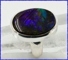 ♛ Grosser Ammolit 925 Silberring