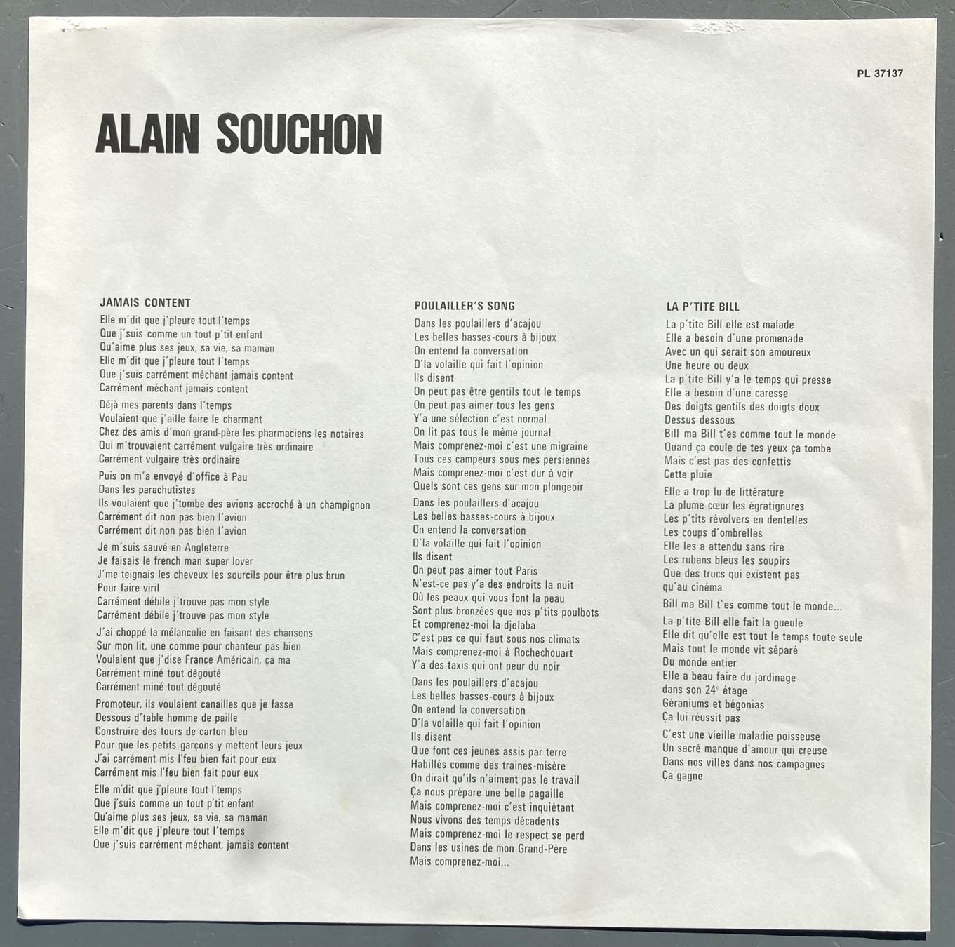 Dischi in vinile: ALAIN SOUCHON - JAMAIS CONTENT – Usato da Poliez-Pittet venduto da Newtown-Records 2