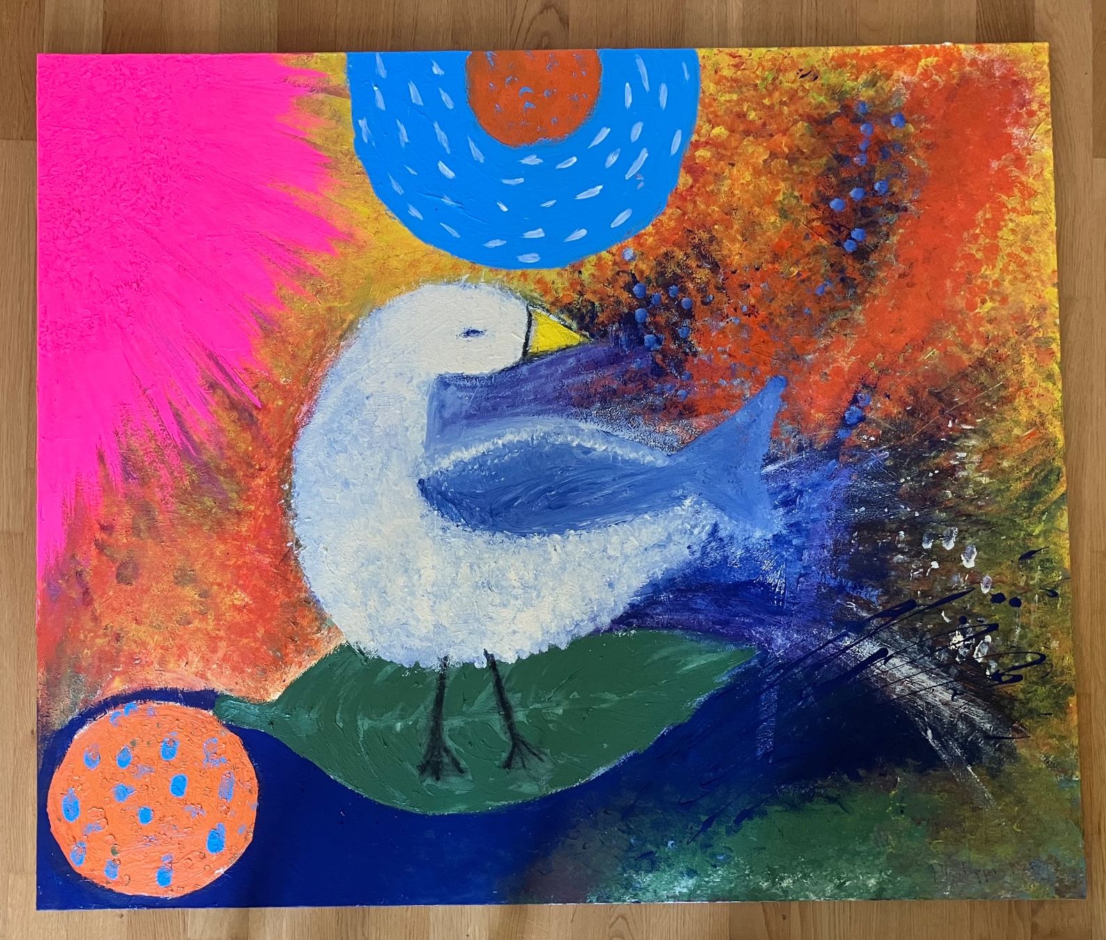 Tableaux: Tableau, Bild, painting: "Space duck". original. – Neuf (Voir description) à CHENE-BOUGERIES par homeswisshome
